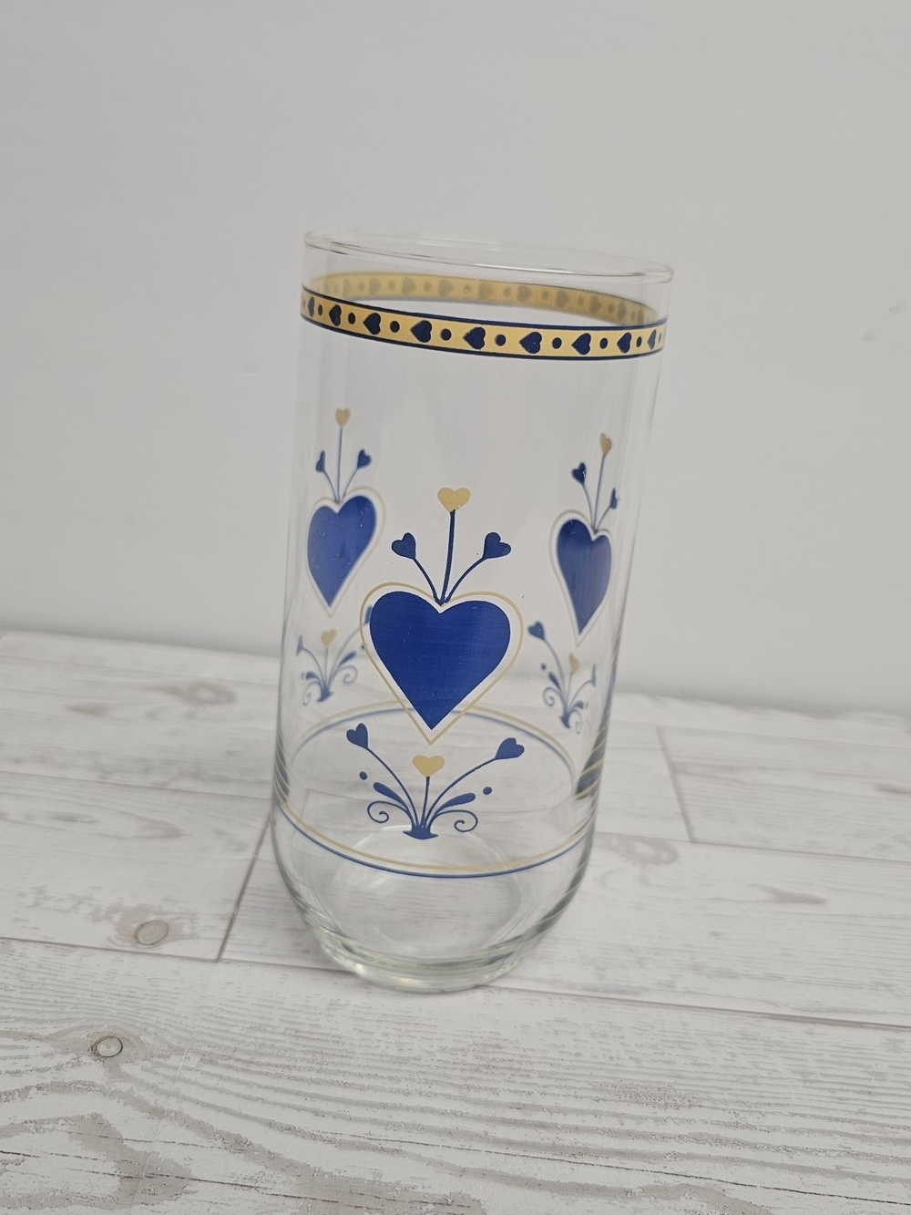 Blue Heart Decorative Highball Glass